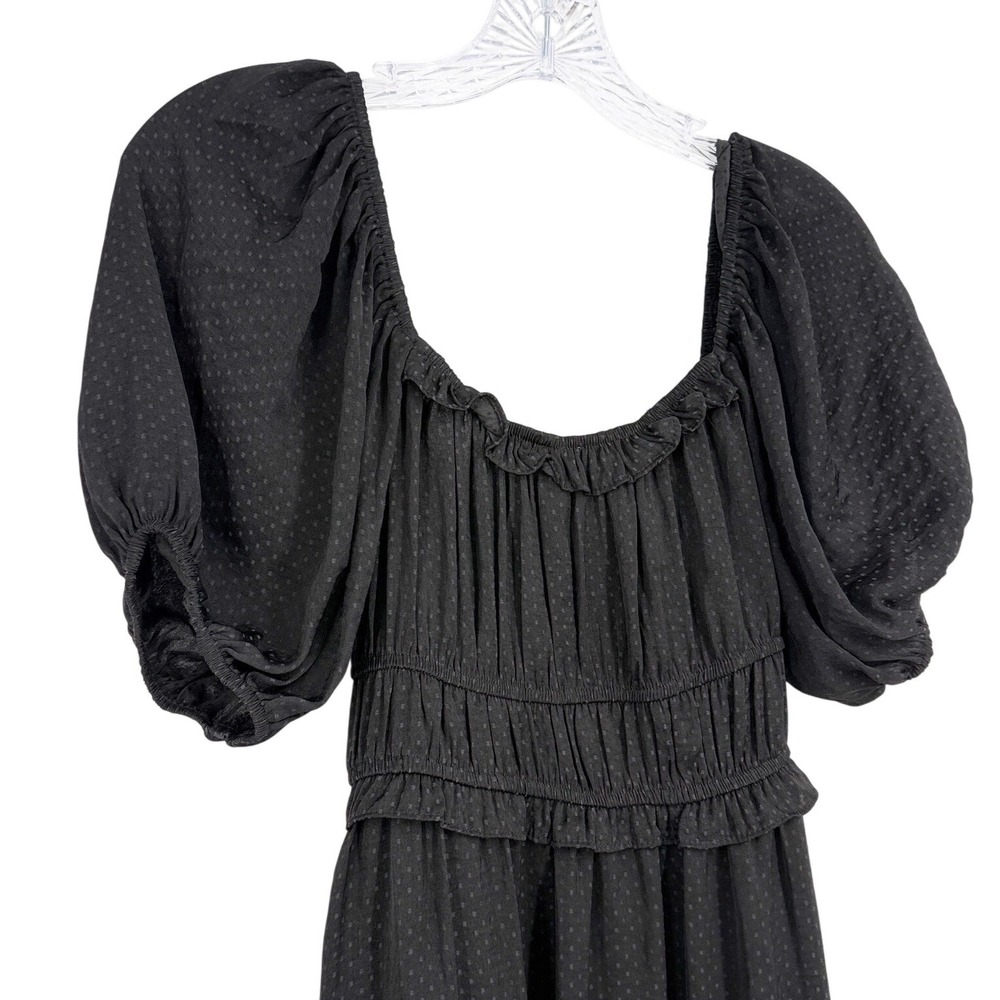 Anthropologie DRA Lola Peasant Dress Black Swiss Dot Midi Puff Sleeve Small - Picture 8 of 10